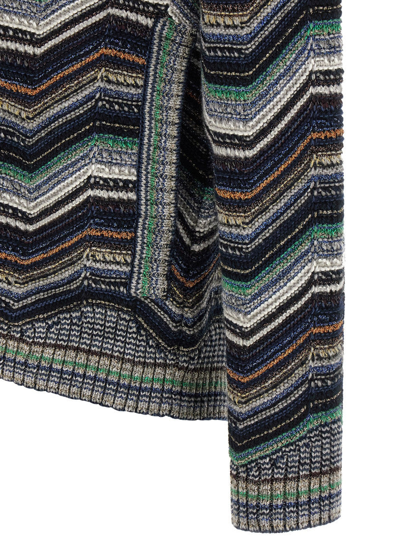 Multicolor Chevron V-Neck Cardigan 4