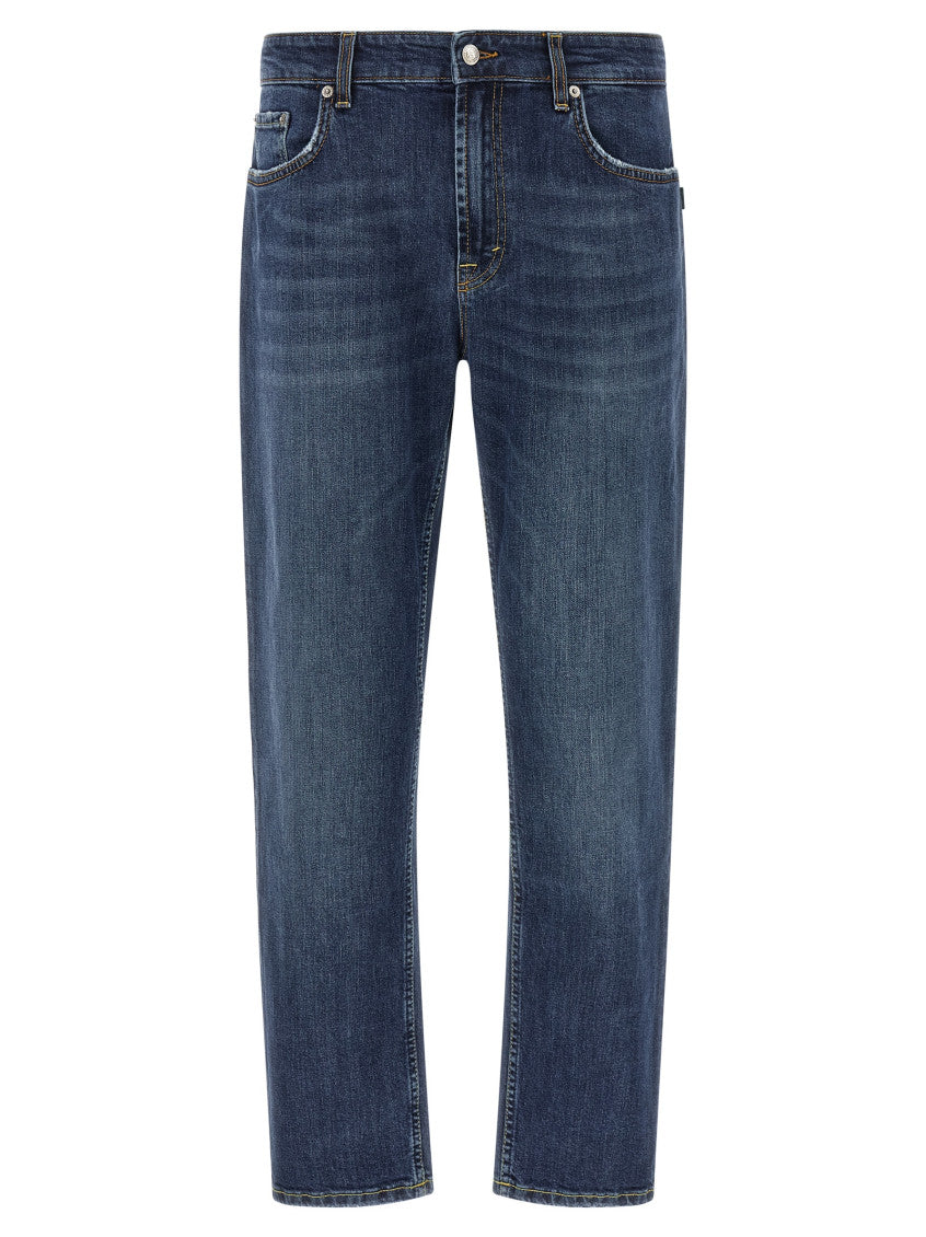 Blue Straight Mid Rise Jeans 1