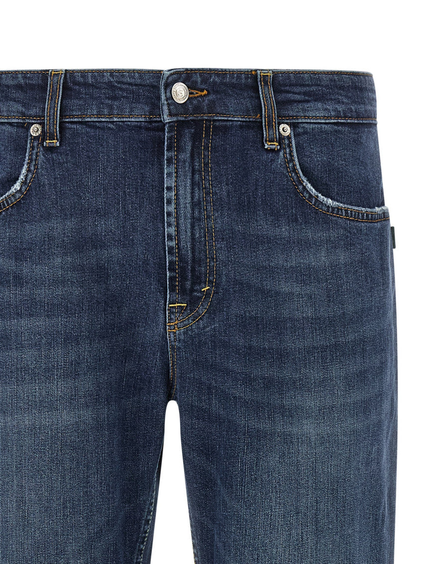 Blue Straight Mid Rise Jeans 3
