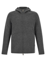 Grey Solid Hooded Jacket 1