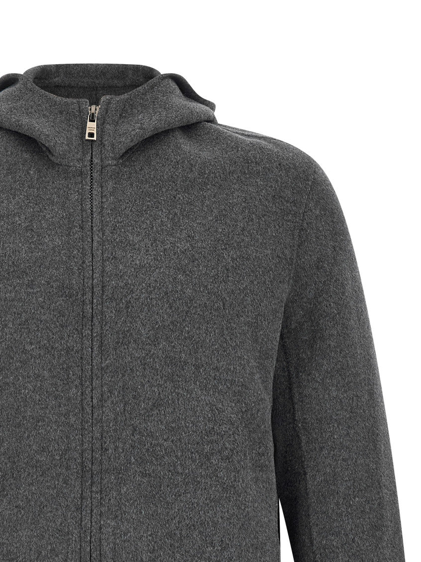 Grey Solid Hooded Jacket 3