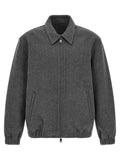 Grey Solid Shirt Collar Jacket 1