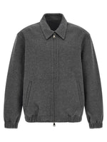 Grey Solid Shirt Collar Jacket 1