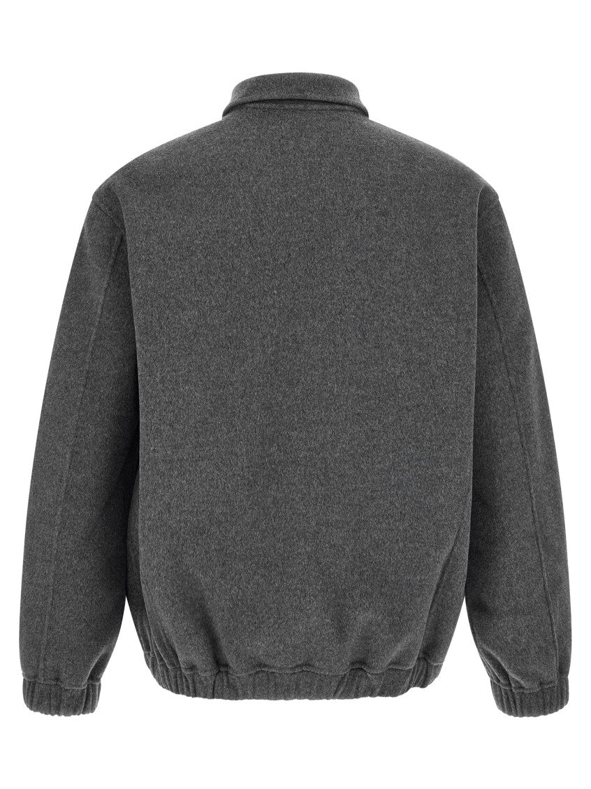 Grey Solid Shirt Collar Jacket 2