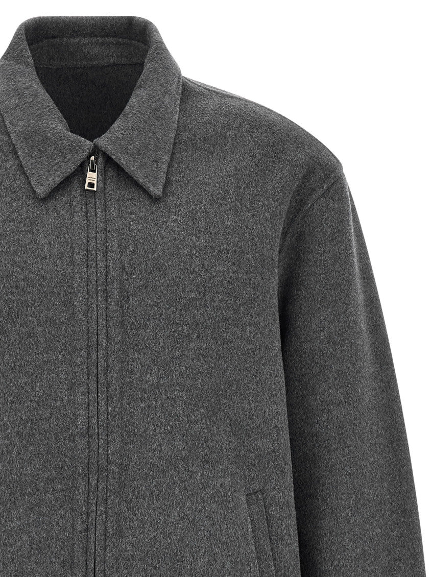 Grey Solid Shirt Collar Jacket 3