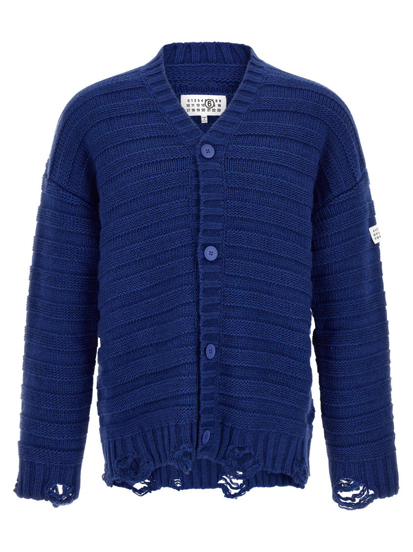 Blue Knitted V-Neck Cardigan 1