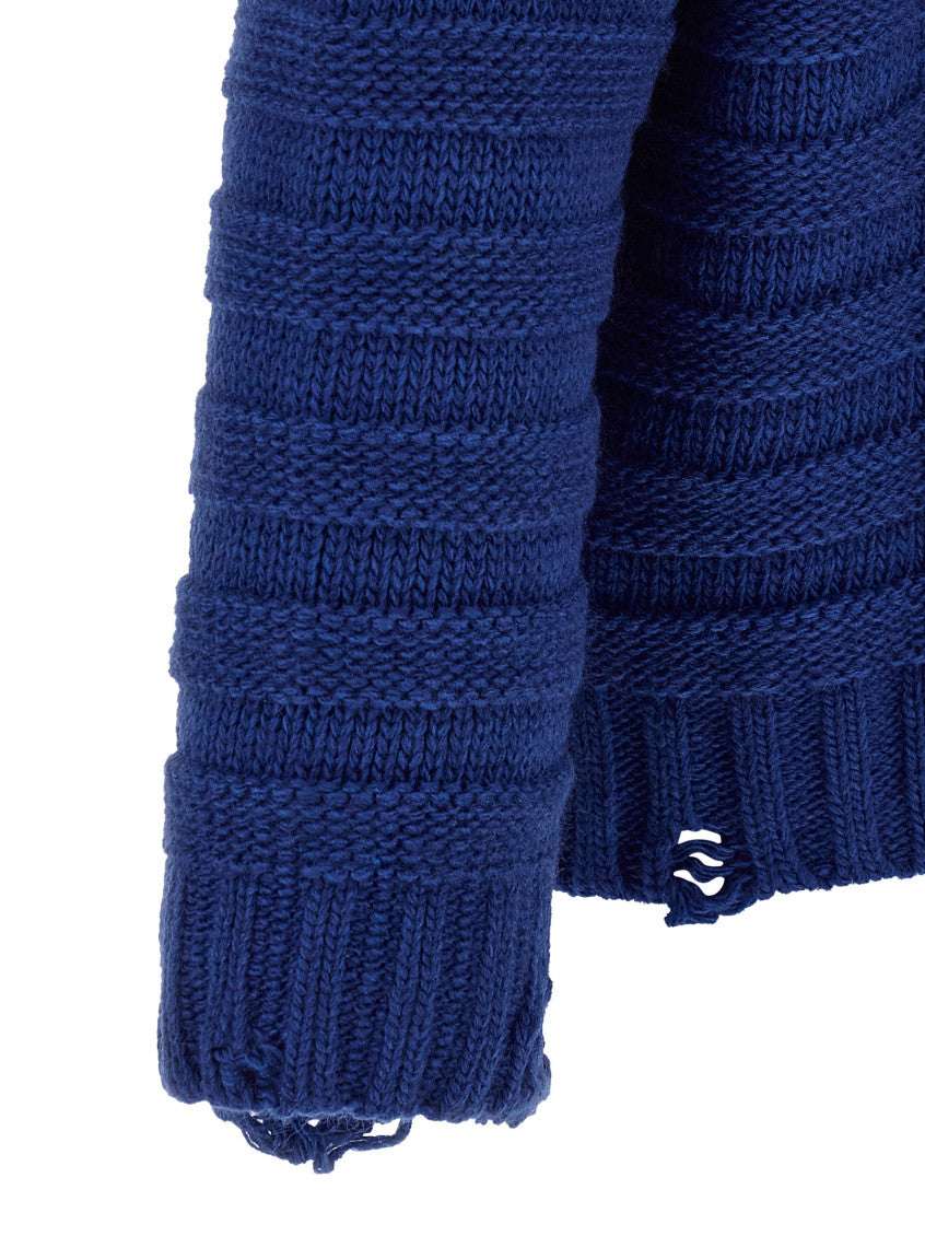 Blue Knitted V-Neck Cardigan 4