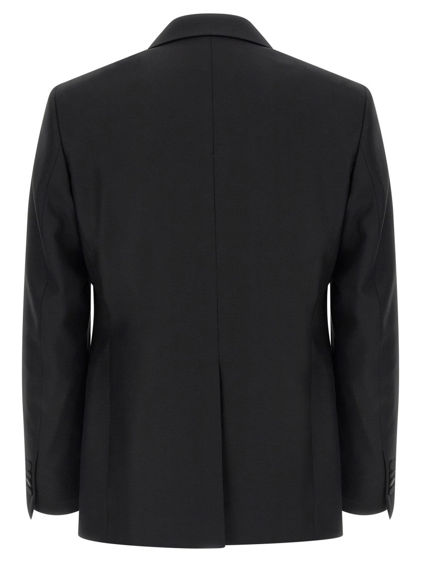 Black Solid Peaked Lapel Suit 2