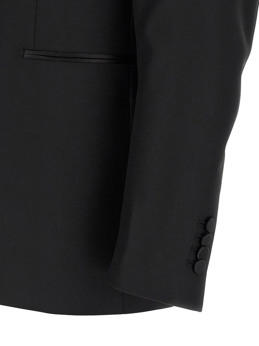 Black Solid Peaked Lapel Suit 3