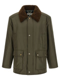 Green Solid Shirt Collar Jacket 1