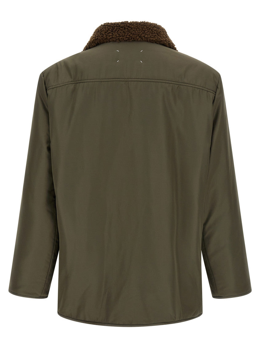 Green Solid Shirt Collar Jacket 2