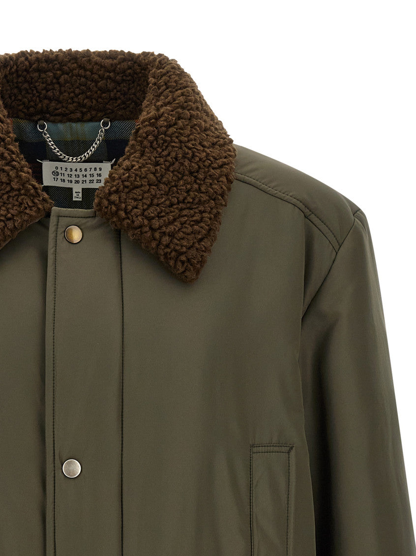 Green Solid Shirt Collar Jacket 3