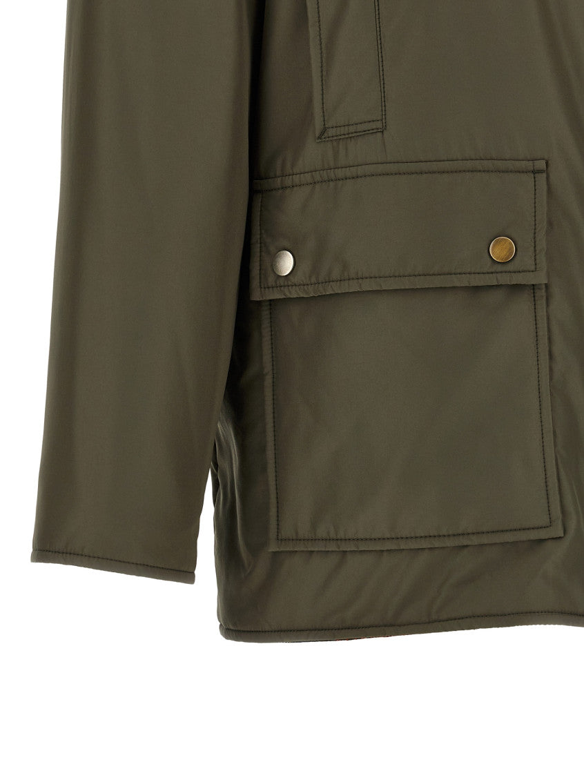 Green Solid Shirt Collar Jacket 4