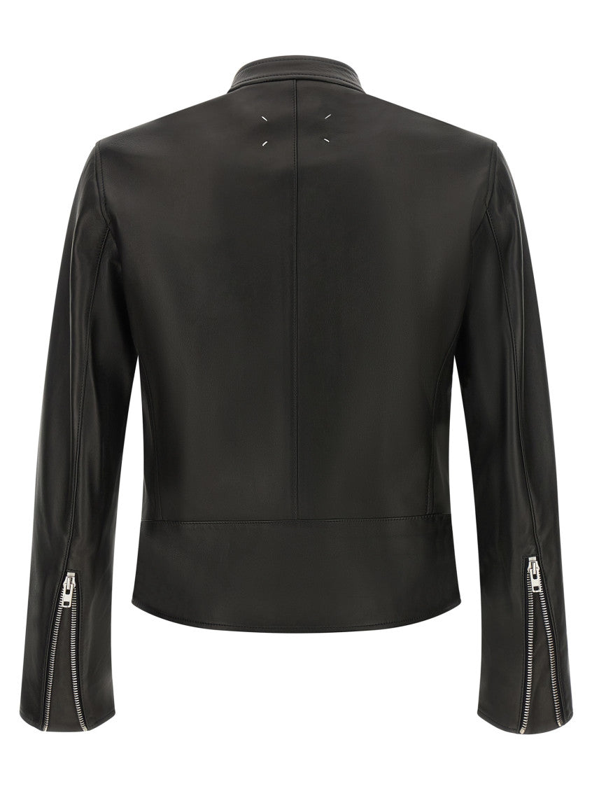 Black Solid Mandarin Collar Jacket 2