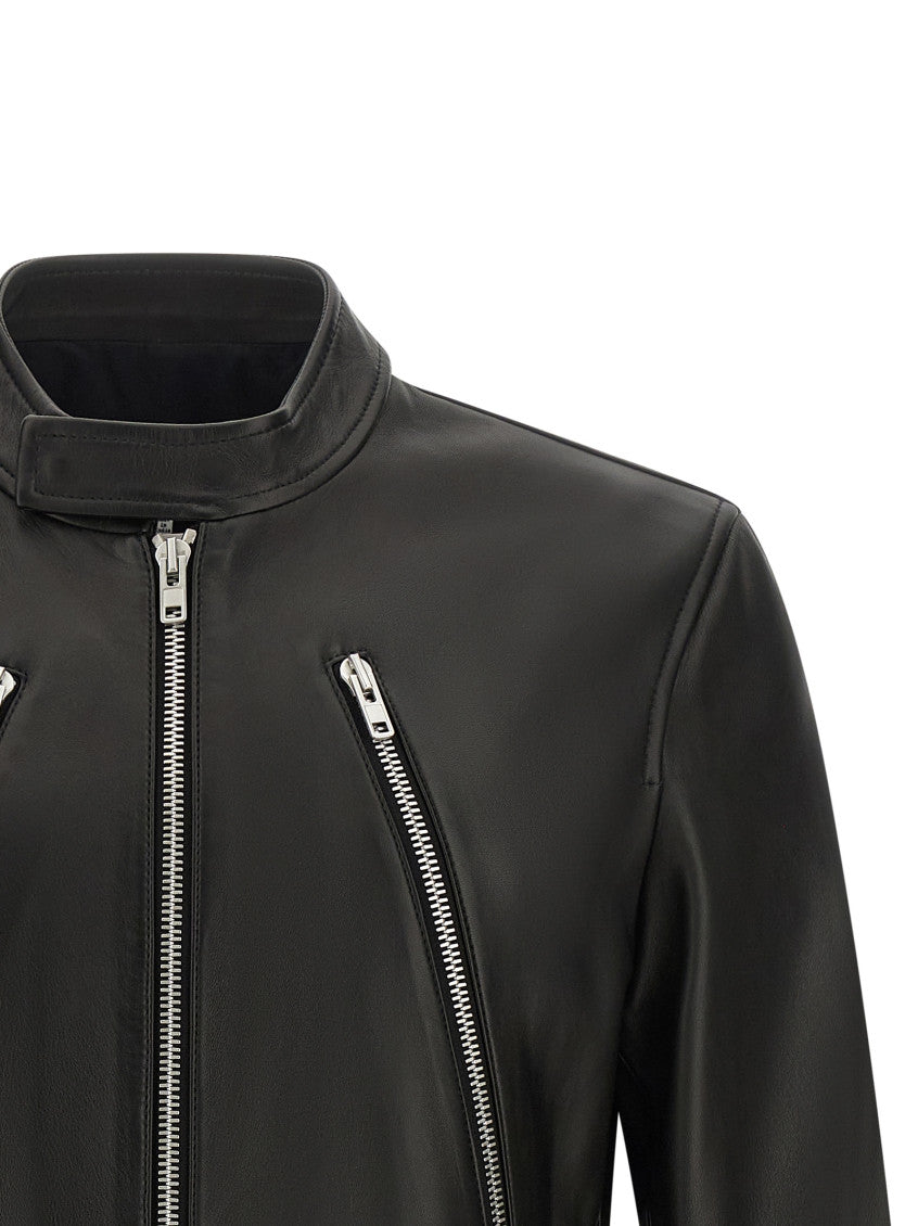 Black Solid Mandarin Collar Jacket 3