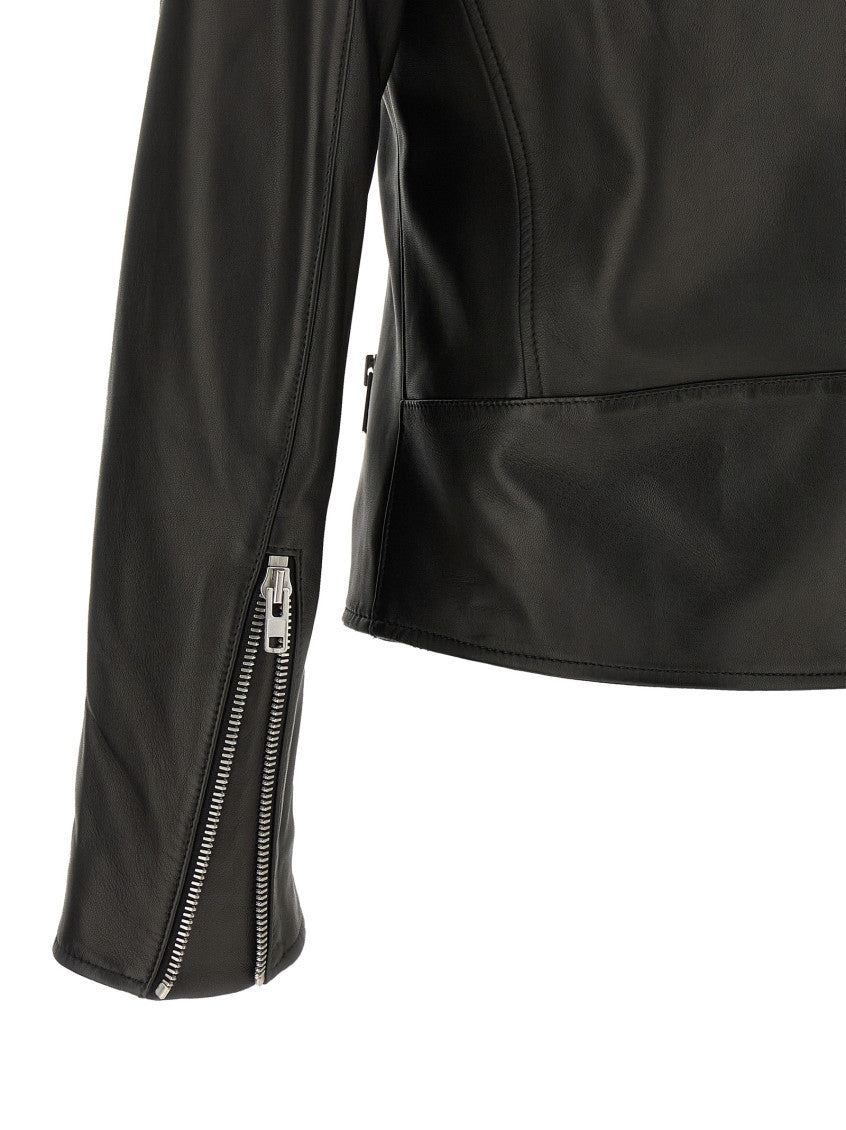 Black Solid Mandarin Collar Jacket 4