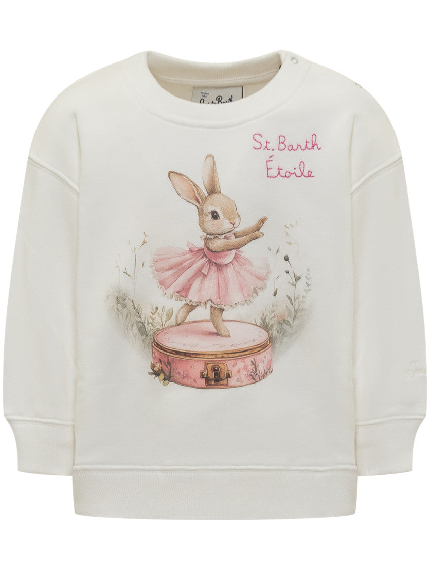 Girl White Graphic Sweatshirt 1