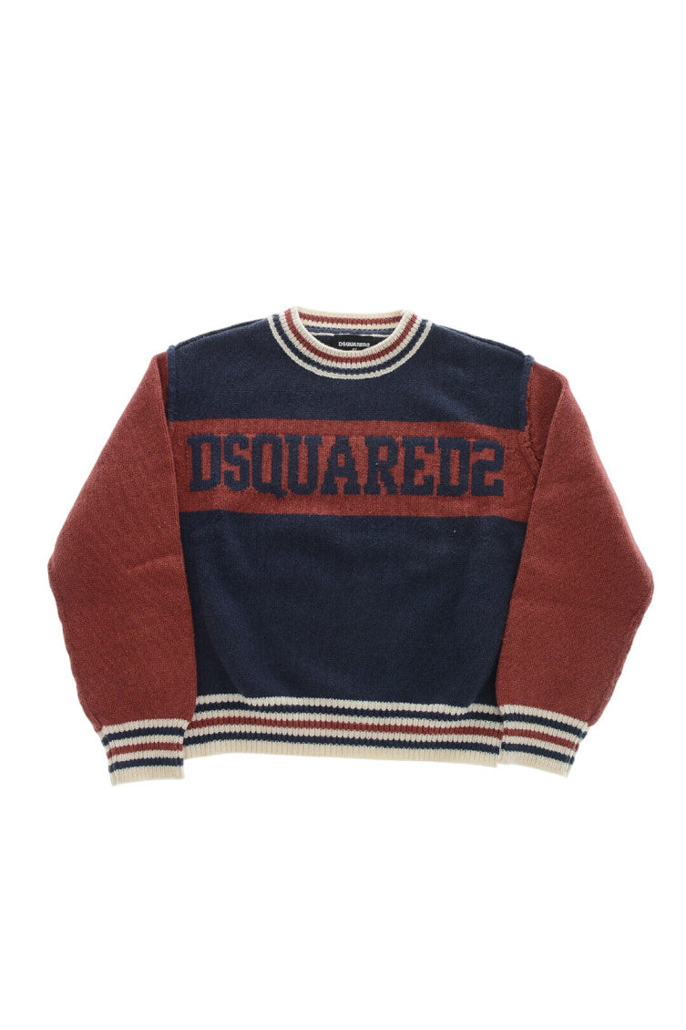 Boys Brown Color Block Sweater 1