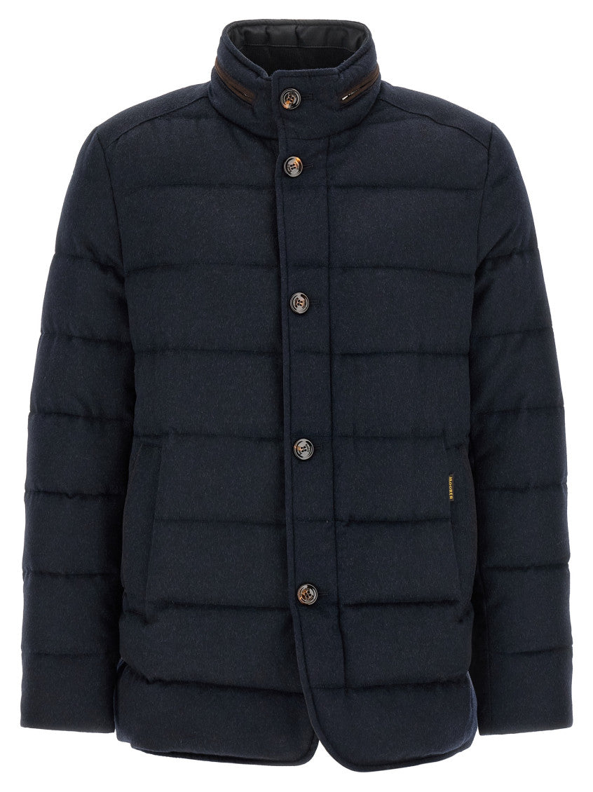 Blue Quilted Mandarin Collar Jacket 1