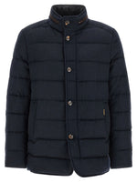 Blue Quilted Mandarin Collar Jacket 1