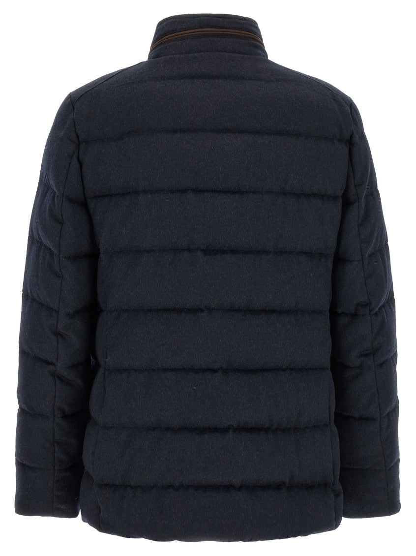 Blue Quilted Mandarin Collar Jacket 2
