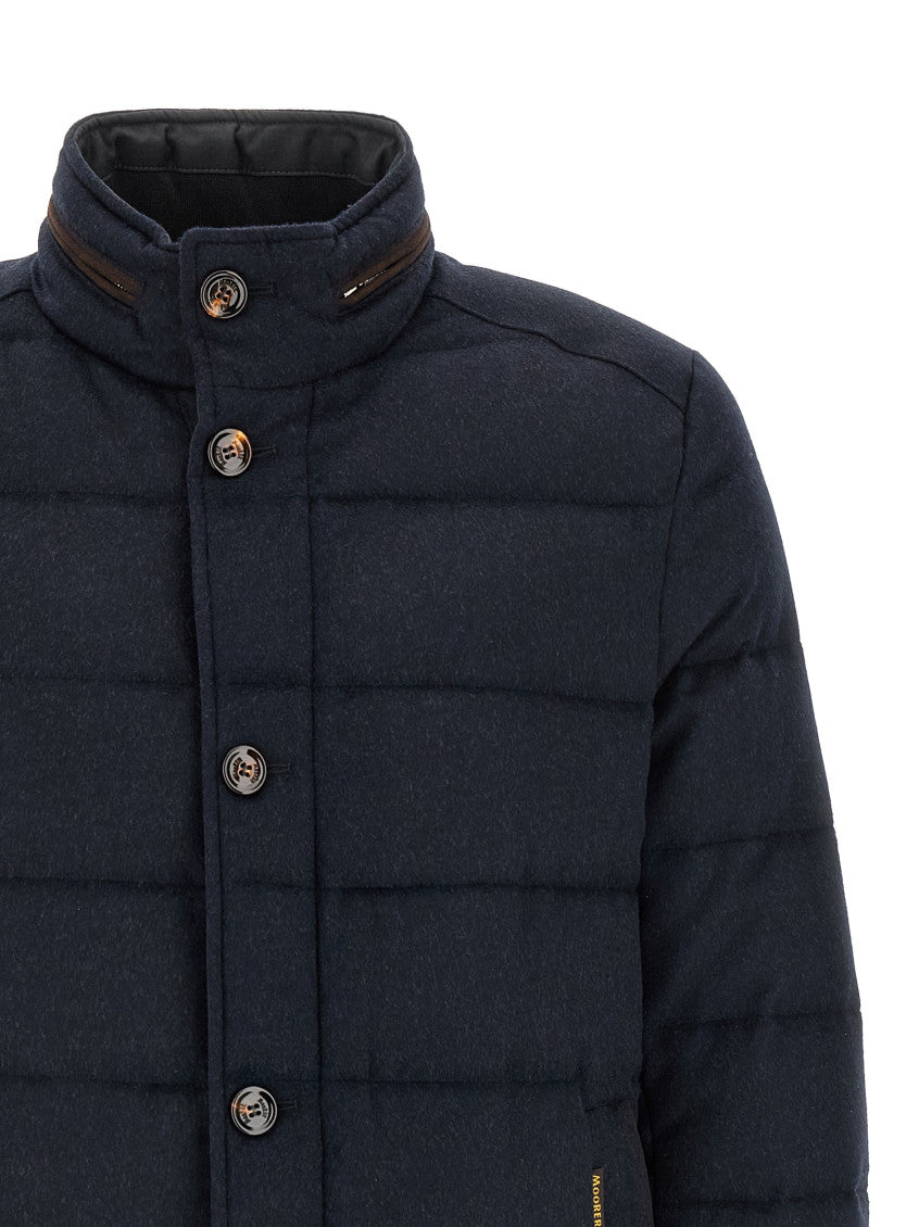 Blue Quilted Mandarin Collar Jacket 3
