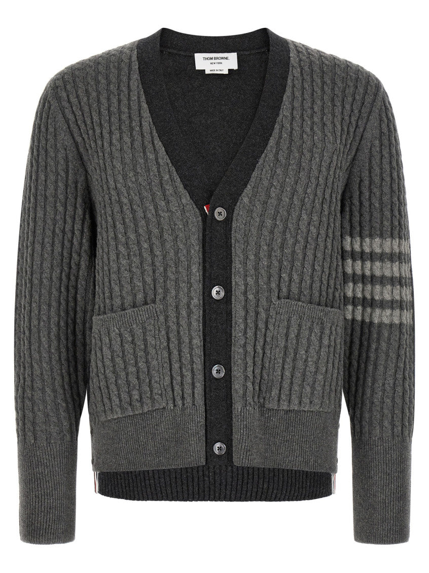 Grey Knitted V-Neck Cardigan 1