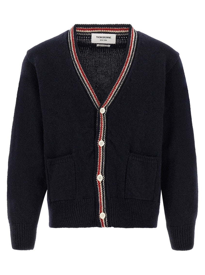 Blue Stripes V-Neck Cardigan 1