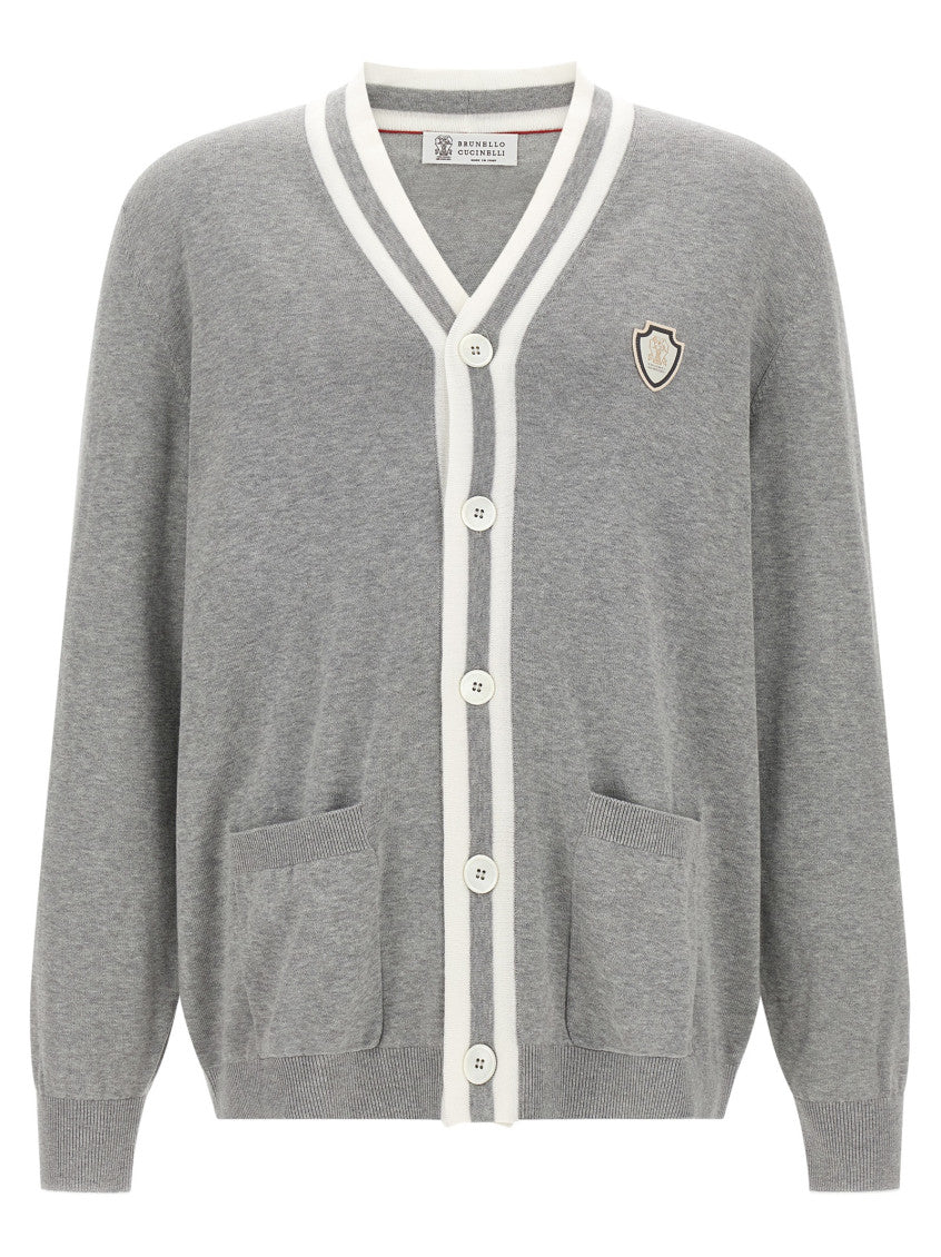 Grey Knitted V-Neck Cardigan 1