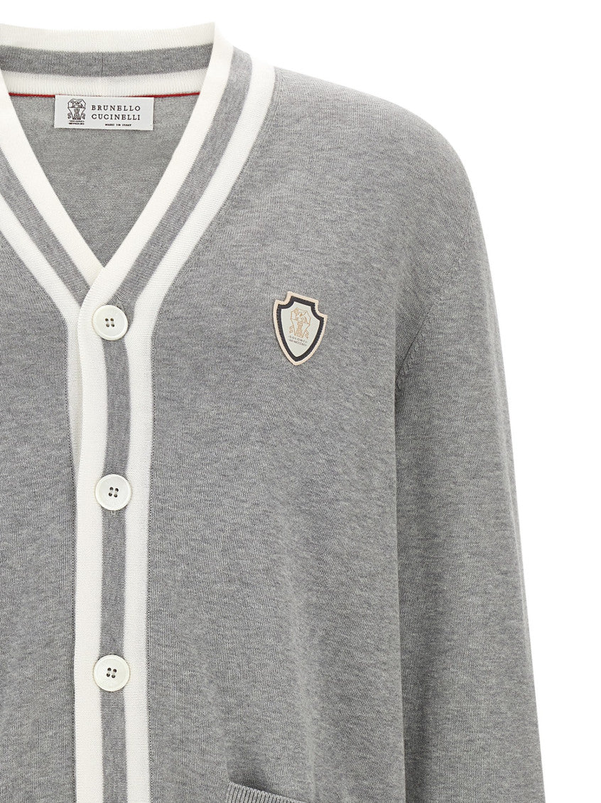 Grey Knitted V-Neck Cardigan 3