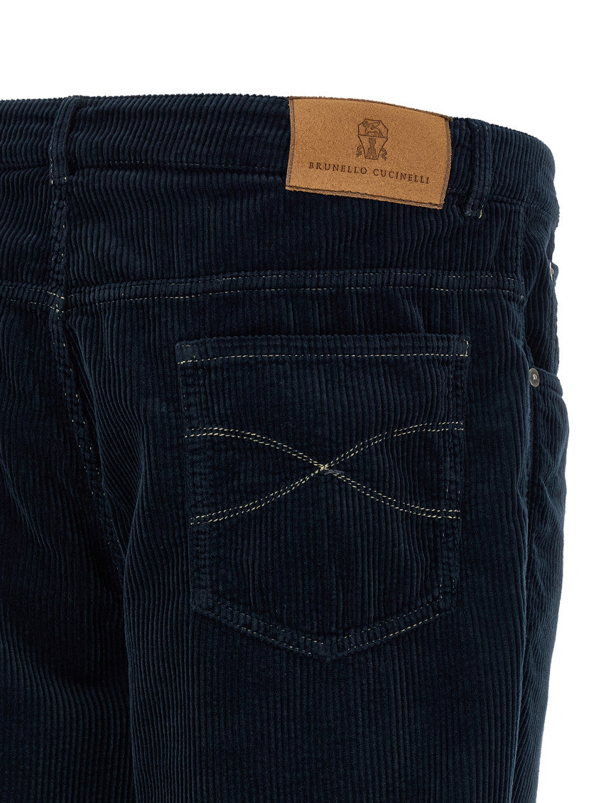 Blue Straight Flat Front Pants 4