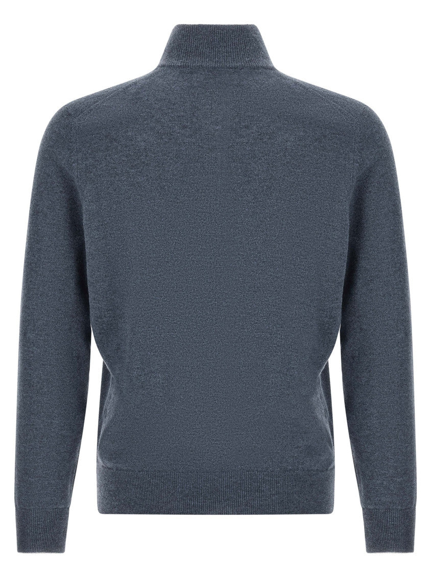 Blue Solid Mock Collar Sweater 2