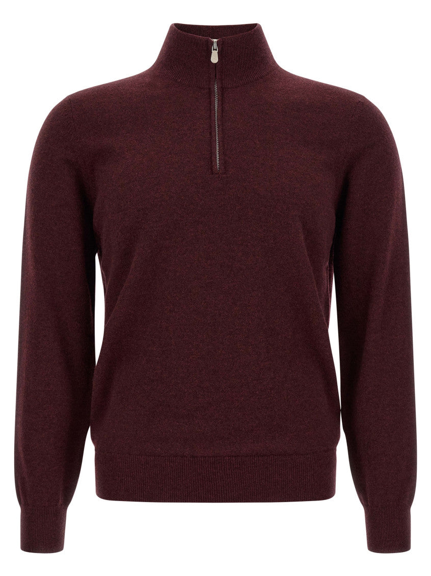 Maroon Solid Mock Collar Sweater 1
