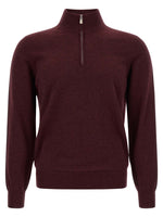 Maroon Solid Mock Collar Sweater 1