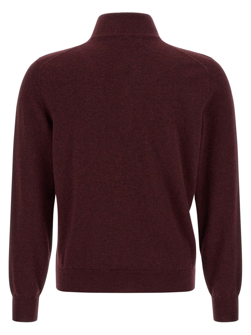 Maroon Solid Mock Collar Sweater 2