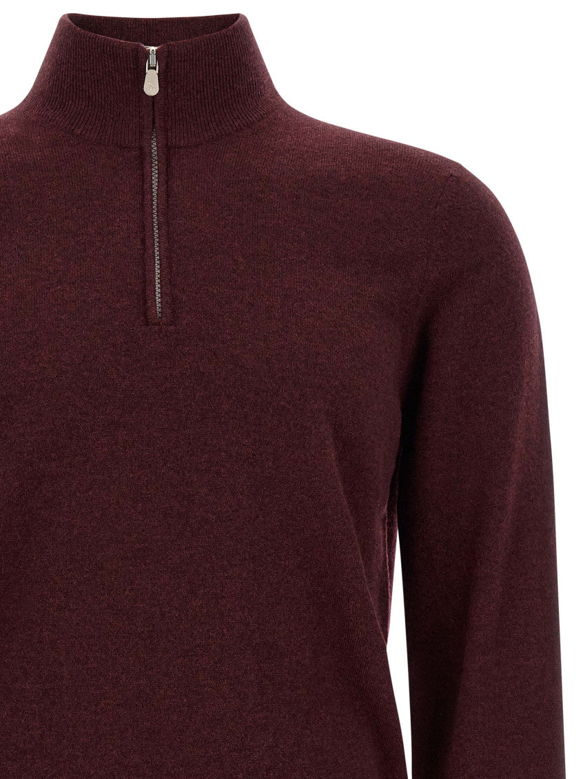 Maroon Solid Mock Collar Sweater 3