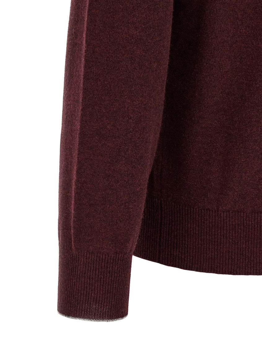 Maroon Solid Mock Collar Sweater 4