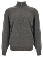 Grey Solid Mock Collar Sweater 1