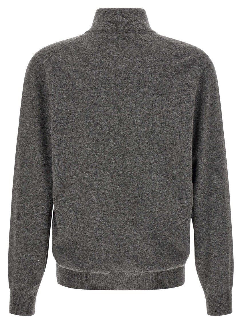 Grey Solid Mock Collar Sweater 2