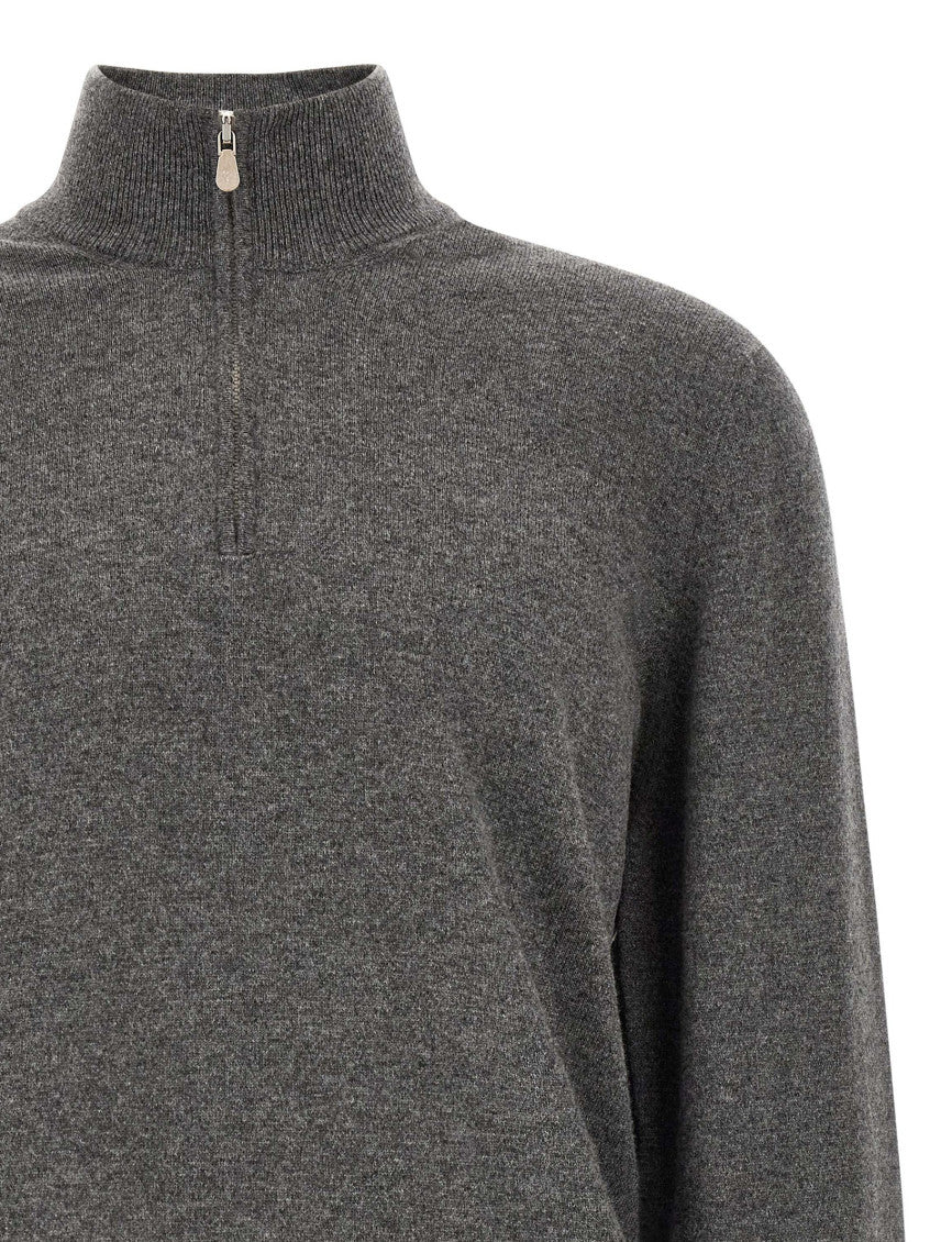 Grey Solid Mock Collar Sweater 3