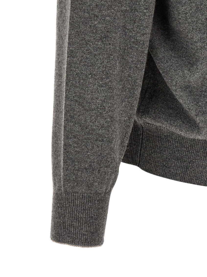 Grey Solid Mock Collar Sweater 4