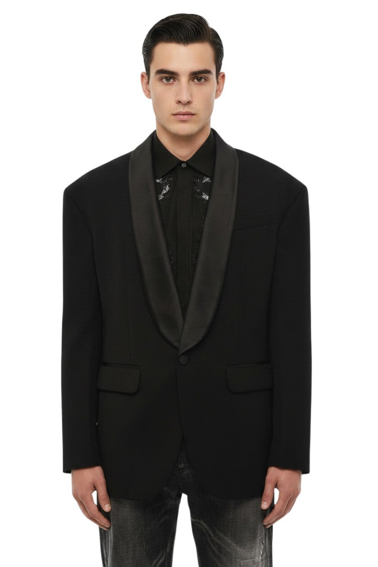 Black Shawl Lapel Blazer 1