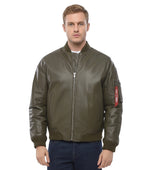 Green Solid Bomber Jacket 1