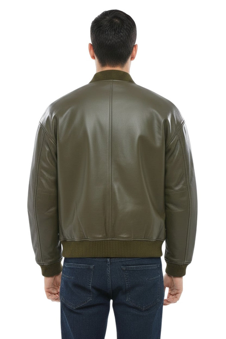 Green Solid Bomber Jacket 2