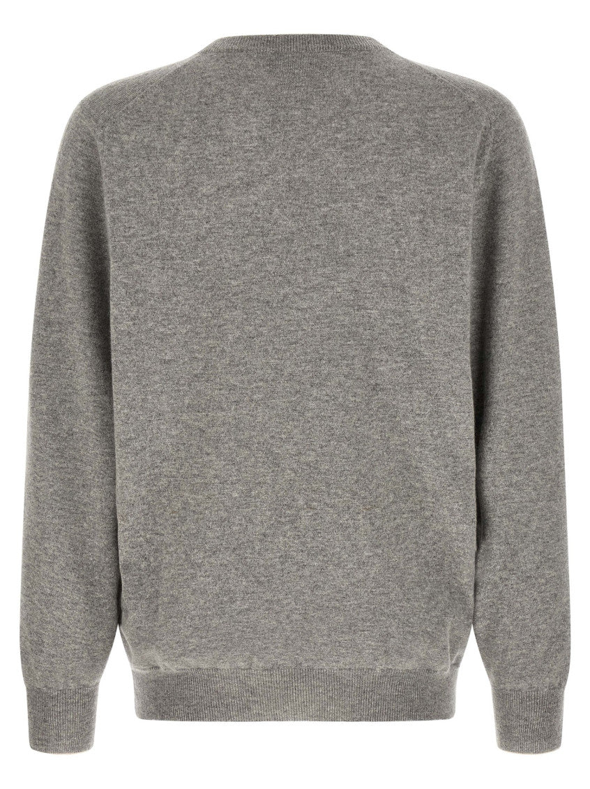 Grey Solid Crew Neck Sweater 2