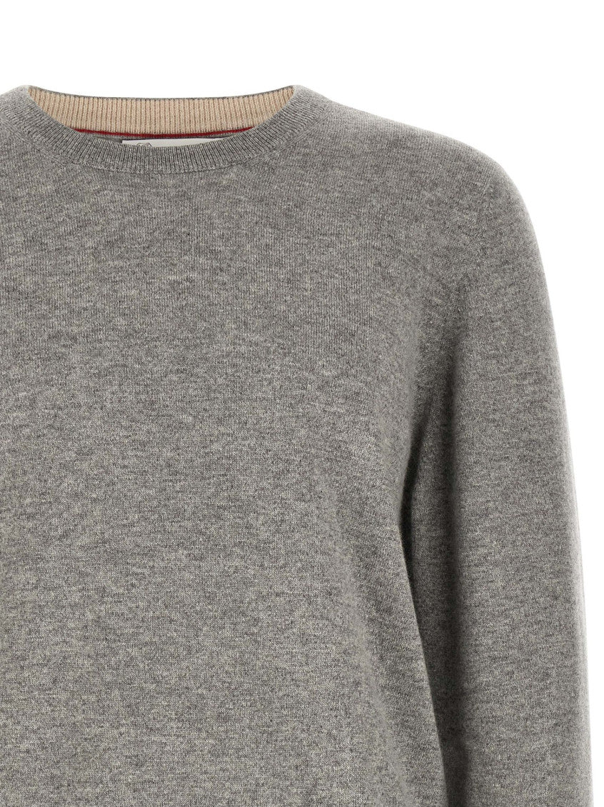 Grey Solid Crew Neck Sweater 3