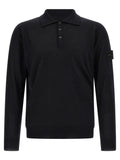 Black Solid Shirt Collar Sweater 1