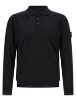 Black Solid Shirt Collar Sweater 1