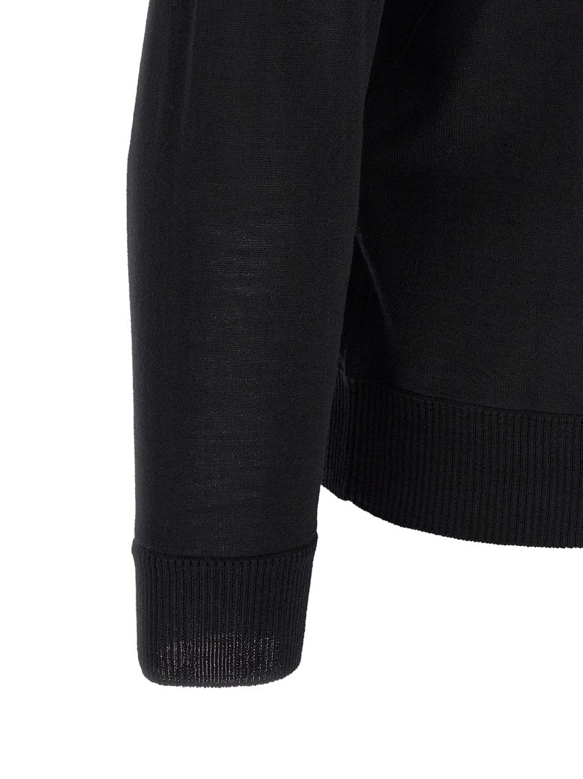 Black Solid Shirt Collar Sweater 4