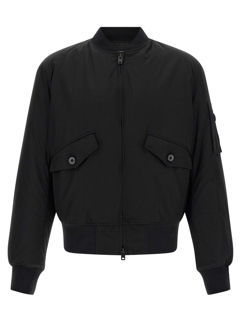 Black Solid Bomber Jacket 1